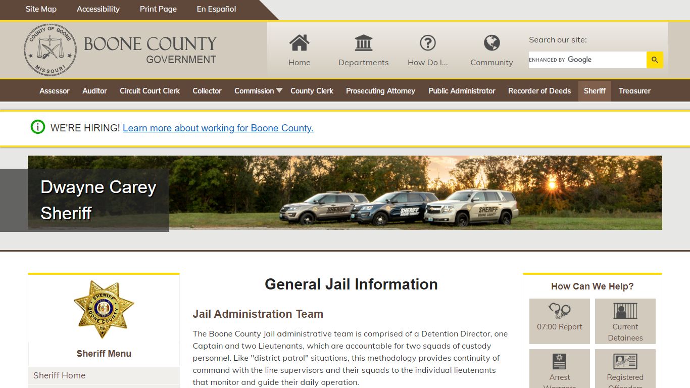 Boone County Jail - General Jail Information